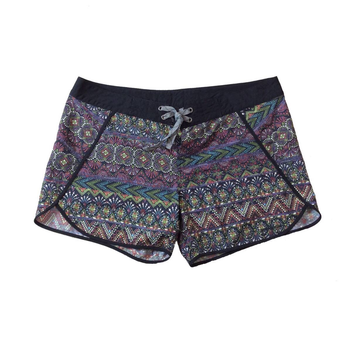 PATAGONIA パタゴニア ナイロン スイムパンツ 水着 ショートパンツ ボードショーツ ハーフパンツ ブラック 柄 レディース 12 送料250円拍卖