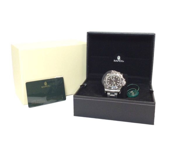 未使用 A BATHING APE アベイシングエイプ BAPEX ベイペックス TYPE 1 CRYSTAL STONE M 腕時計 シルバー クリスタル シルバー/ブラック拍卖
