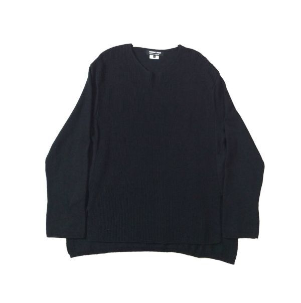 COMME des GARCONS HOMME DEUX コムデギャルソンオムドゥ AD2022 デザイン ニット セーター サイドスリット 黒 ブラック メンズ L拍卖