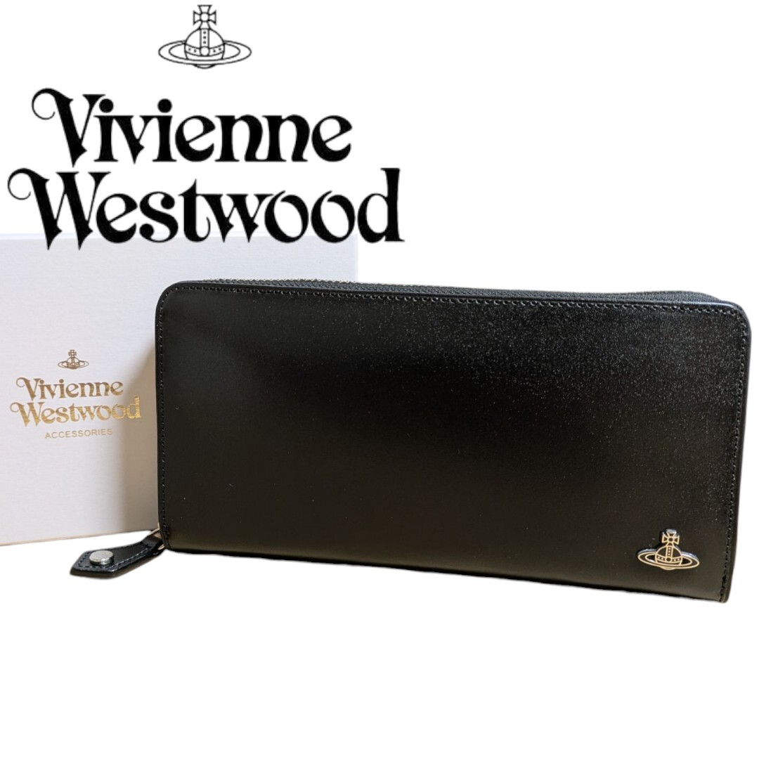 新品 ヴィヴィアンウエストウッド Vivienne Westwood ラウンドファスナー長財布 VWK829 スマート VWK ブラック クロ 牛革 メンズ 紳士拍卖