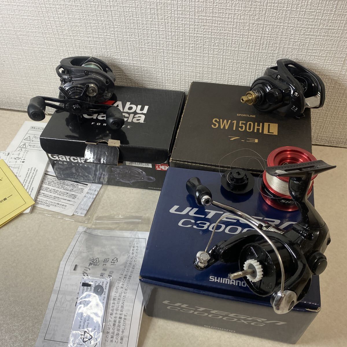 R0809 釣りリール3つ 中古品 Abu Garcia PRO max6 SW150HL7.3 ULTEGRA C3000XG 現状品 元箱付き拍卖