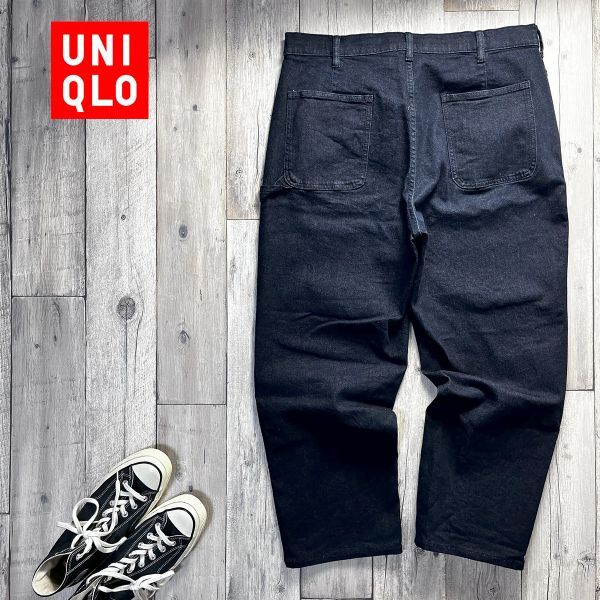 ☆UNIQLO ユニクロ☆イージーパンツ ストレッチ ペインターパンツ 濃紺 デニム size(L) S2529拍卖