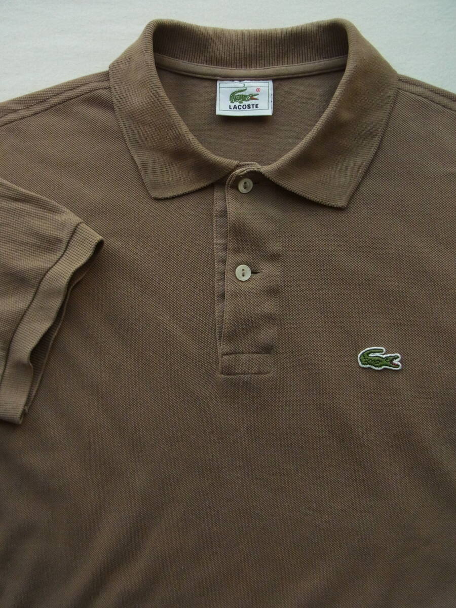 LACOSTE ラコステ コットン鹿の子素材 ポロシャツ サイズ 3 ブラウン系 補修箇所有り拍卖