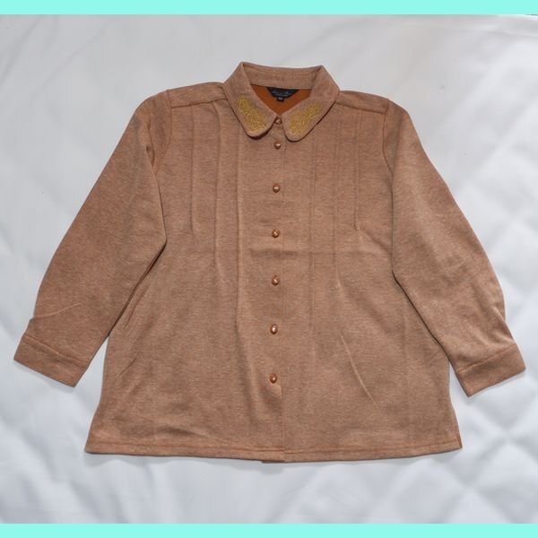 Last 双和 LL 綿混ゆったり 長袖オーバーブラウス 杢オレンジ拍卖