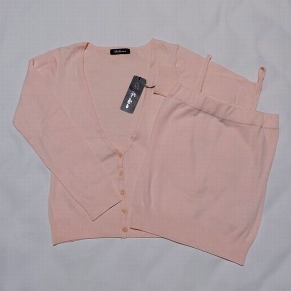 MISAWA M 綿混ストレッチ ニットアンサンブル ベビーピンク拍卖