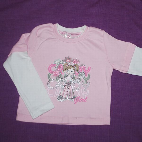 Last 18/23 90 綿100% 重ね着風 キャンディ長袖Tシャツ インポート ピンク拍卖