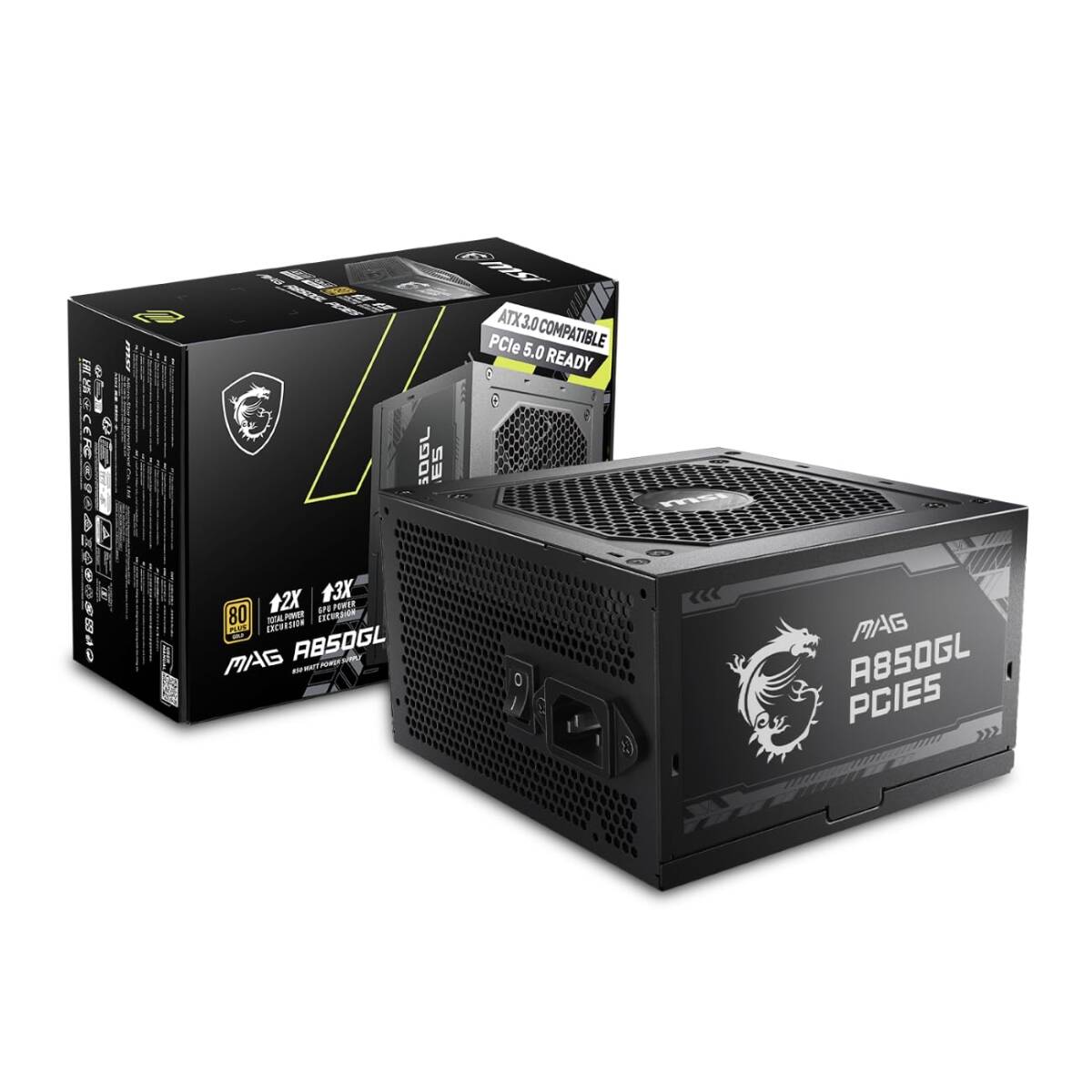 【中古】MSI 850W自作PC電源ユニットMAG A850GL PCIE5 (80PLUS GOLD PCIe5.1/ATX3.0ネイティブ対応)拍卖