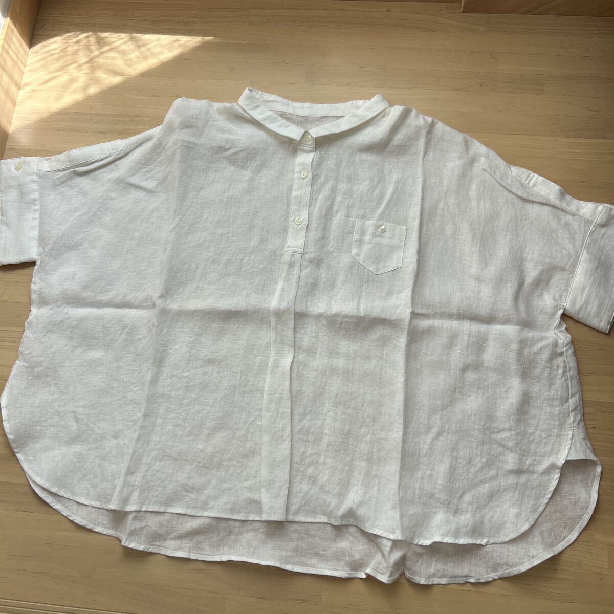 TRAFFIC トラフィック トップス カットソー 春夏 麻100 半袖 シンプル 婦人服 レディースファッション トップス ホワイト ブラウス リネン拍卖