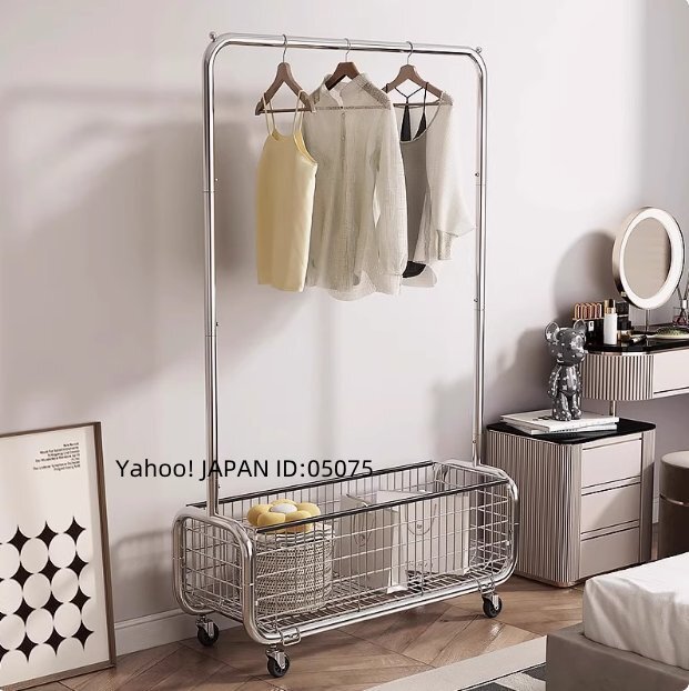 キャスター付き 簡易式 移動用ハンガーラック 家庭用屋内収納スタンド拍卖