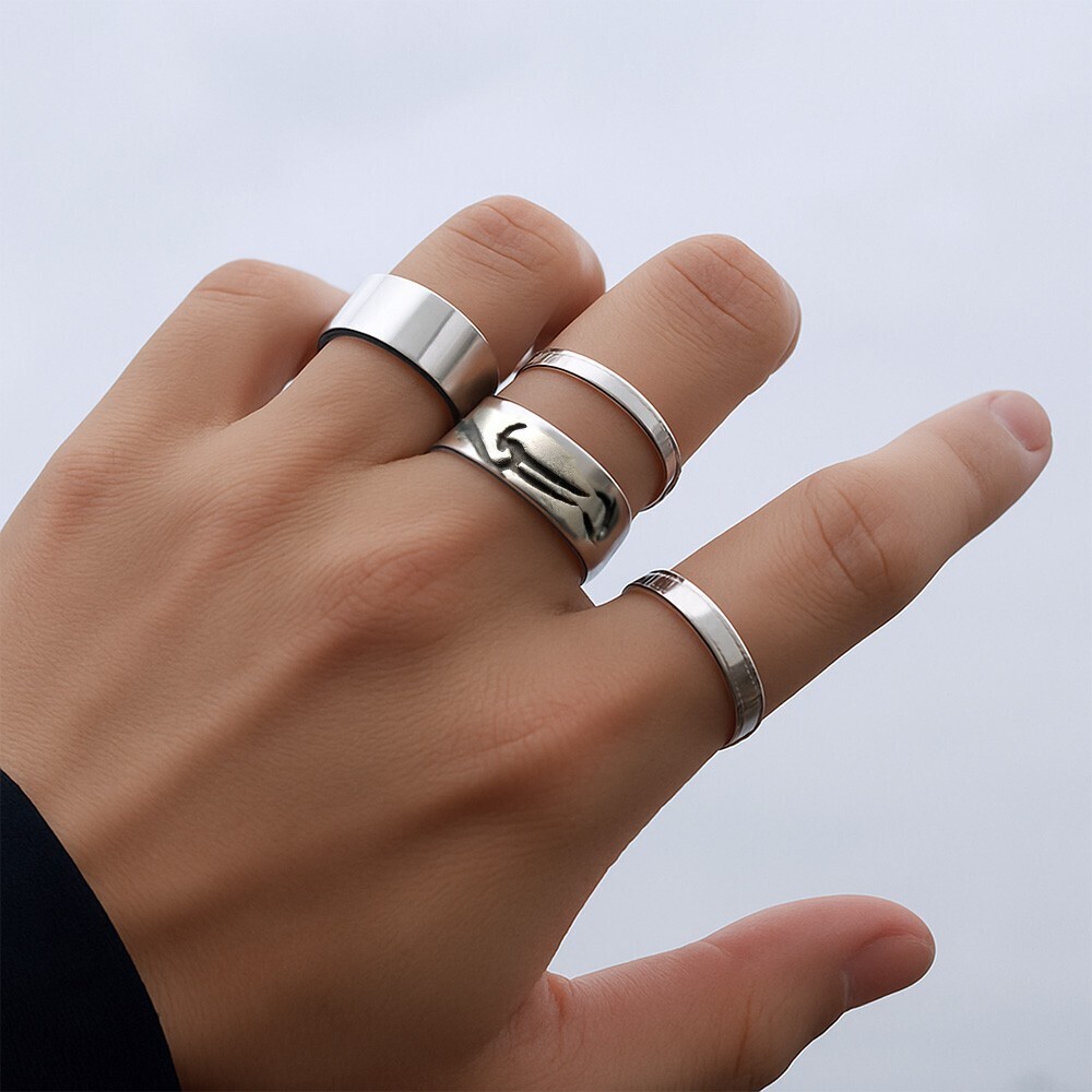 トライバル調 紋様 デザイン 925 シルバー ヴィンテージ バンド リング 銀 幅広 指輪 メンズジュエリー 存在感 Y20-A拍卖