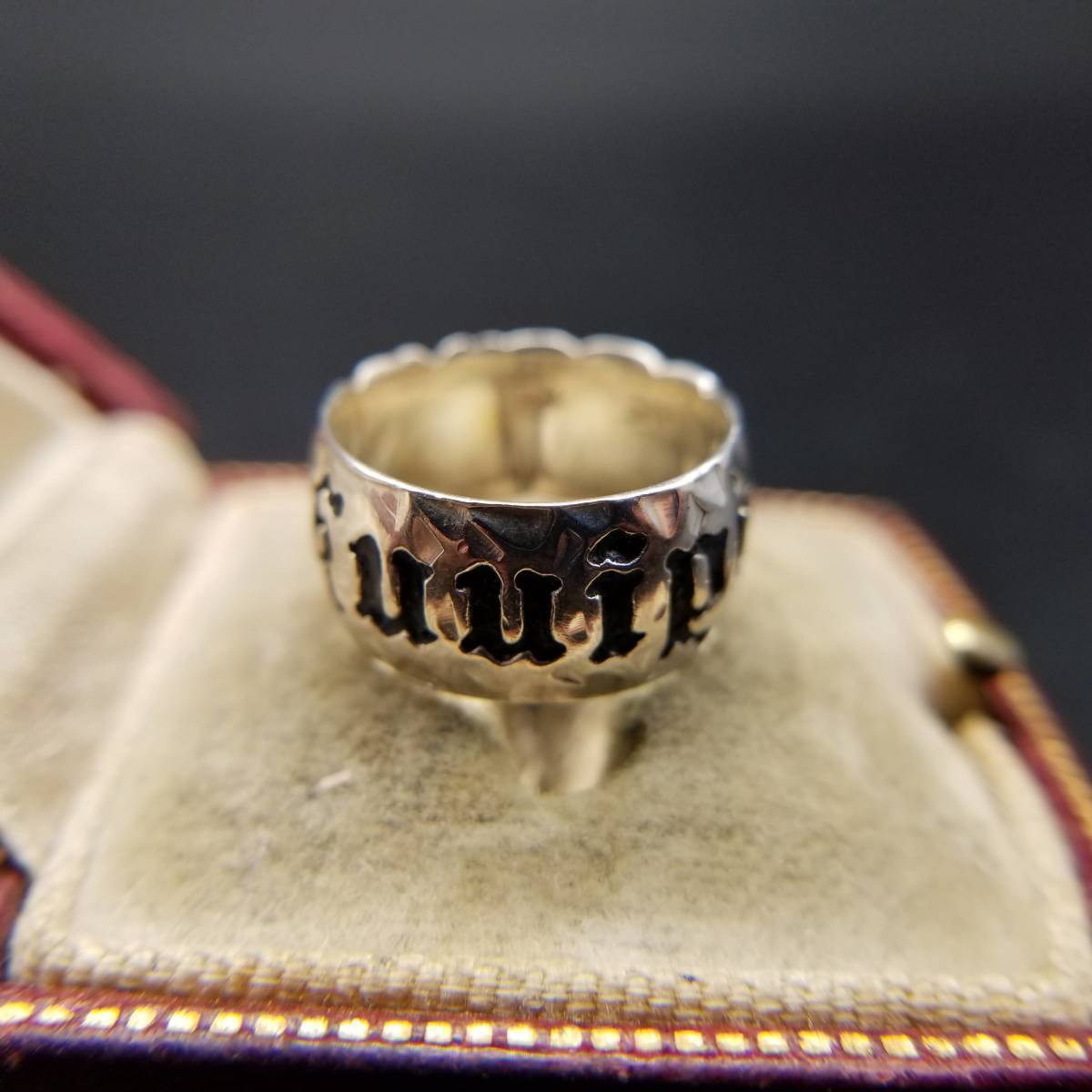 Kuuipo クウイポ 925 シルバー ヴィンテージ バンド リング 銀 幅広 指輪 花 ハワイアンジュエリー 言葉 ピンキー 小さめ Y20-A拍卖