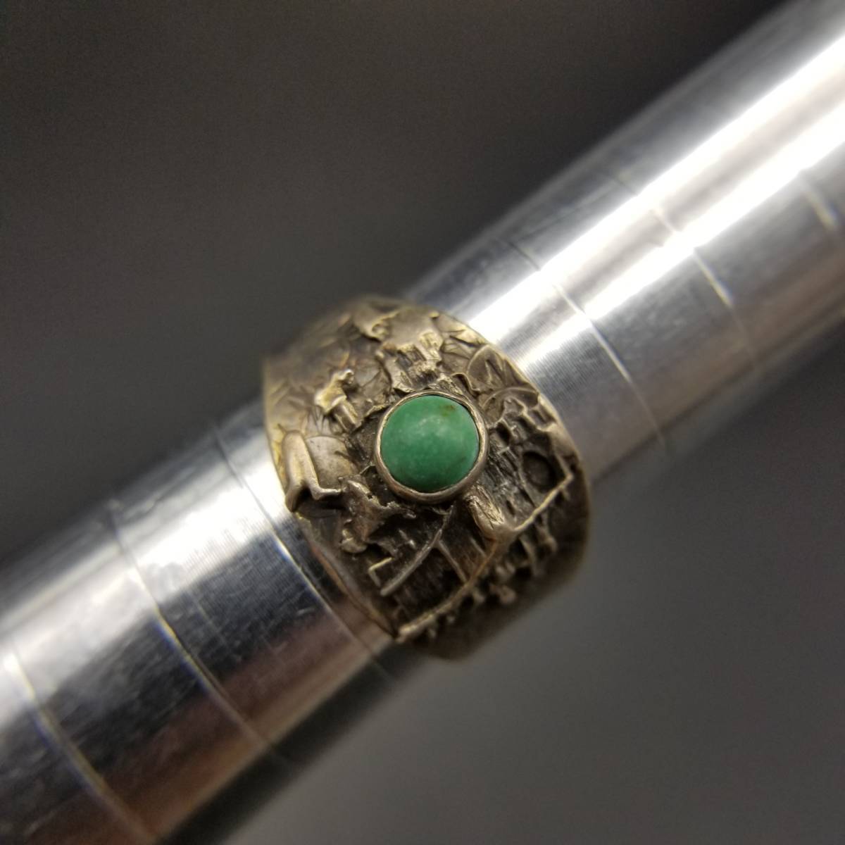 ターコイズ カボション フローラル 925 シルバー ヴィンテージ テーパード リング 銀 指輪 大ぶり 存在感 サウスウェスタンスタイル Y11-US拍卖