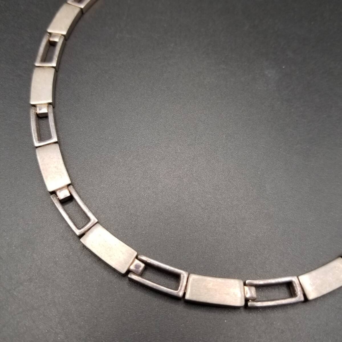 レクタングル パネル フレームチェーン 925 シルバー ヴィンテージ ネックレス 銀 モダンジュエリー 重厚感 Y24-B拍卖