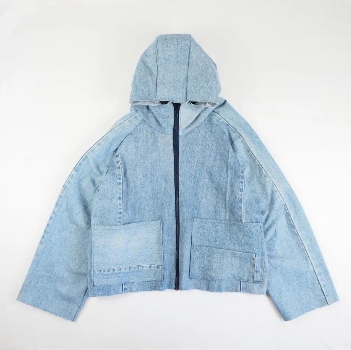 【リメイク】デニム・エッジジャケット - ポケットの魅力を楽しむ一着 NH69拍卖