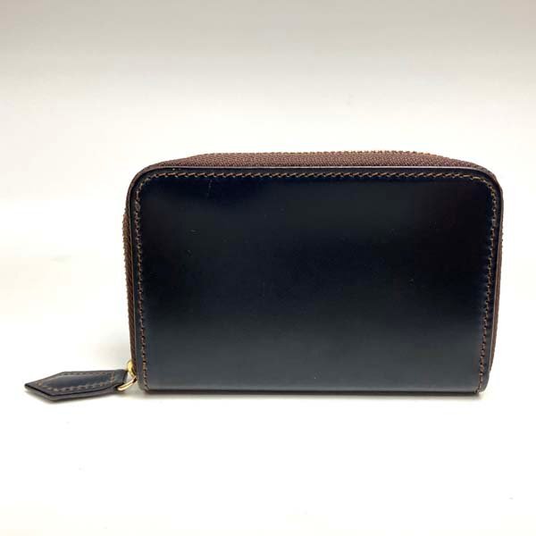 t)ココマイスター COCOMEISTER コインケース 小銭入れ ラウンドファスナー開閉 財布 天然皮革 レザー ネイビーブルー メンズ 中古※箱/他有拍卖