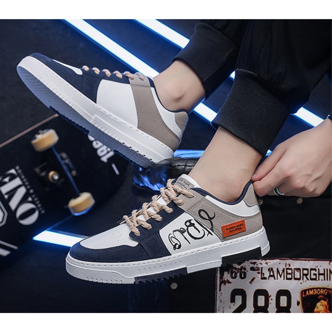 【新品・送料無料】靴 25.5cm 灰青 スニーカー メンズ 靴 シューズ グレー ブルー おしゃれ 人気 トレンド カジュアル ウォーキング 散歩拍卖