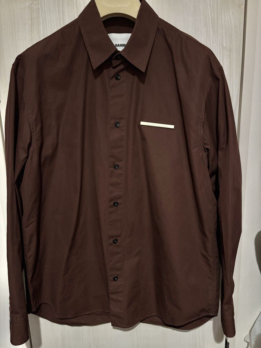 国内正規品 JIL SANDER 21ss ジルサンダー NEVER FADE AWAY S/S WORK Shirts ワークシャツ 48 ブラウン/ボルドー拍卖