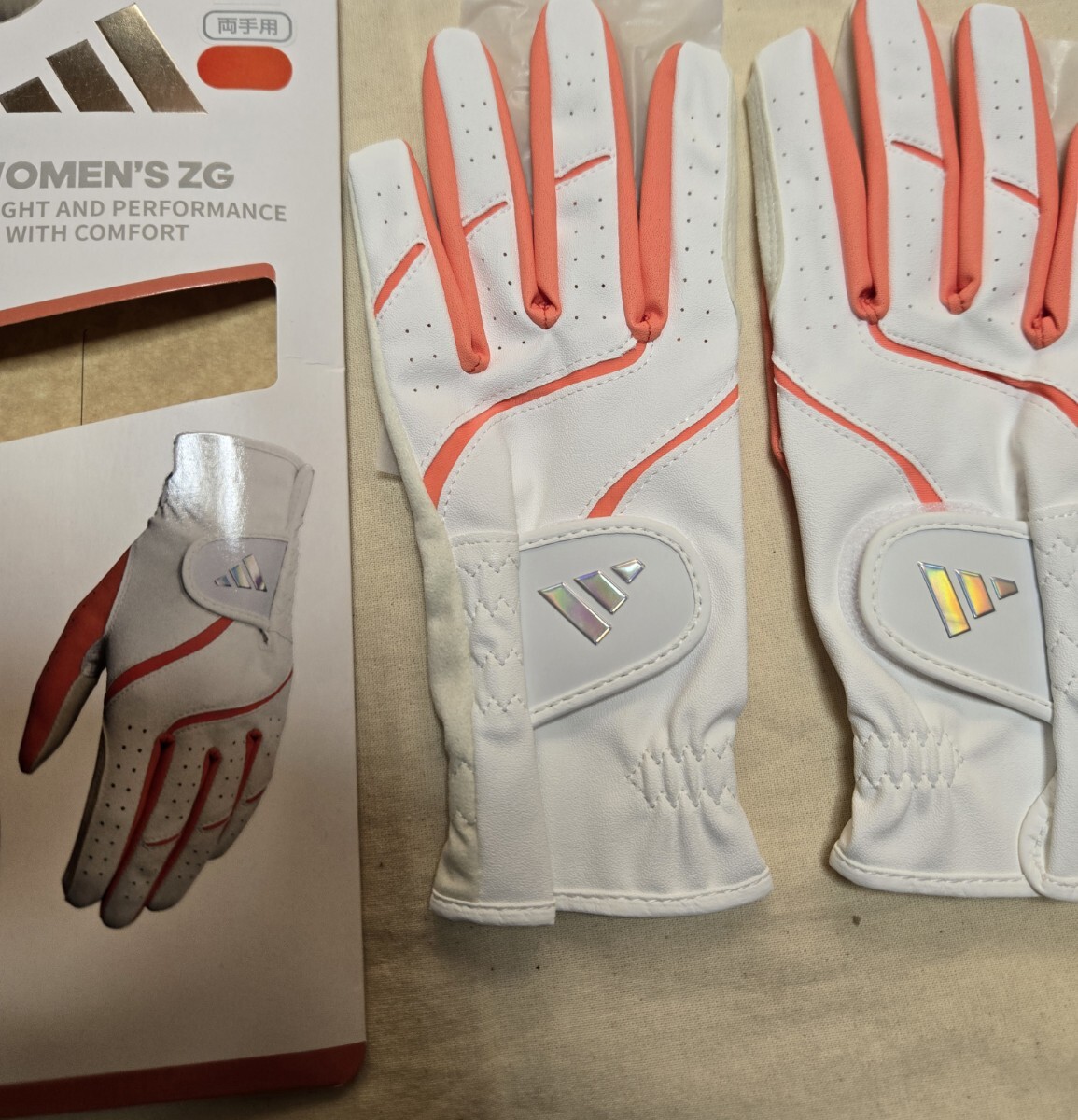 オレンジ adidas 21cm 両手 グローブ レディース ゴルフ拍卖