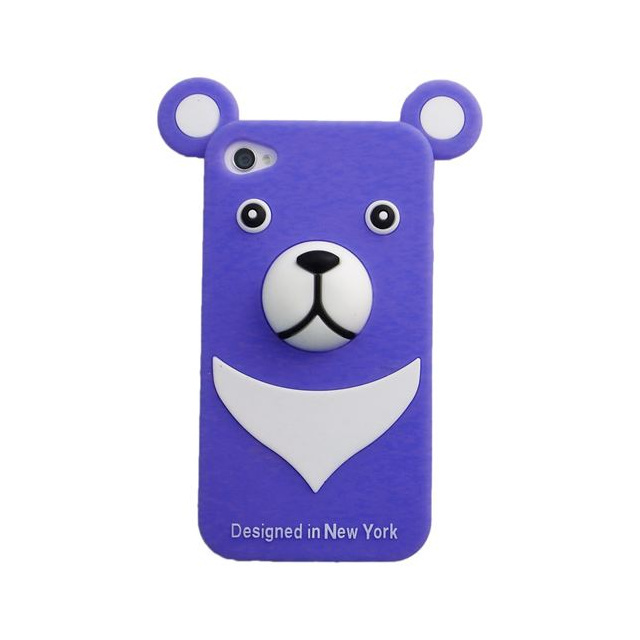 即決・送料込)【かわいいクマのケース】iburg iPhone 4S/4 Full Protection Silicon Bear Purple拍卖