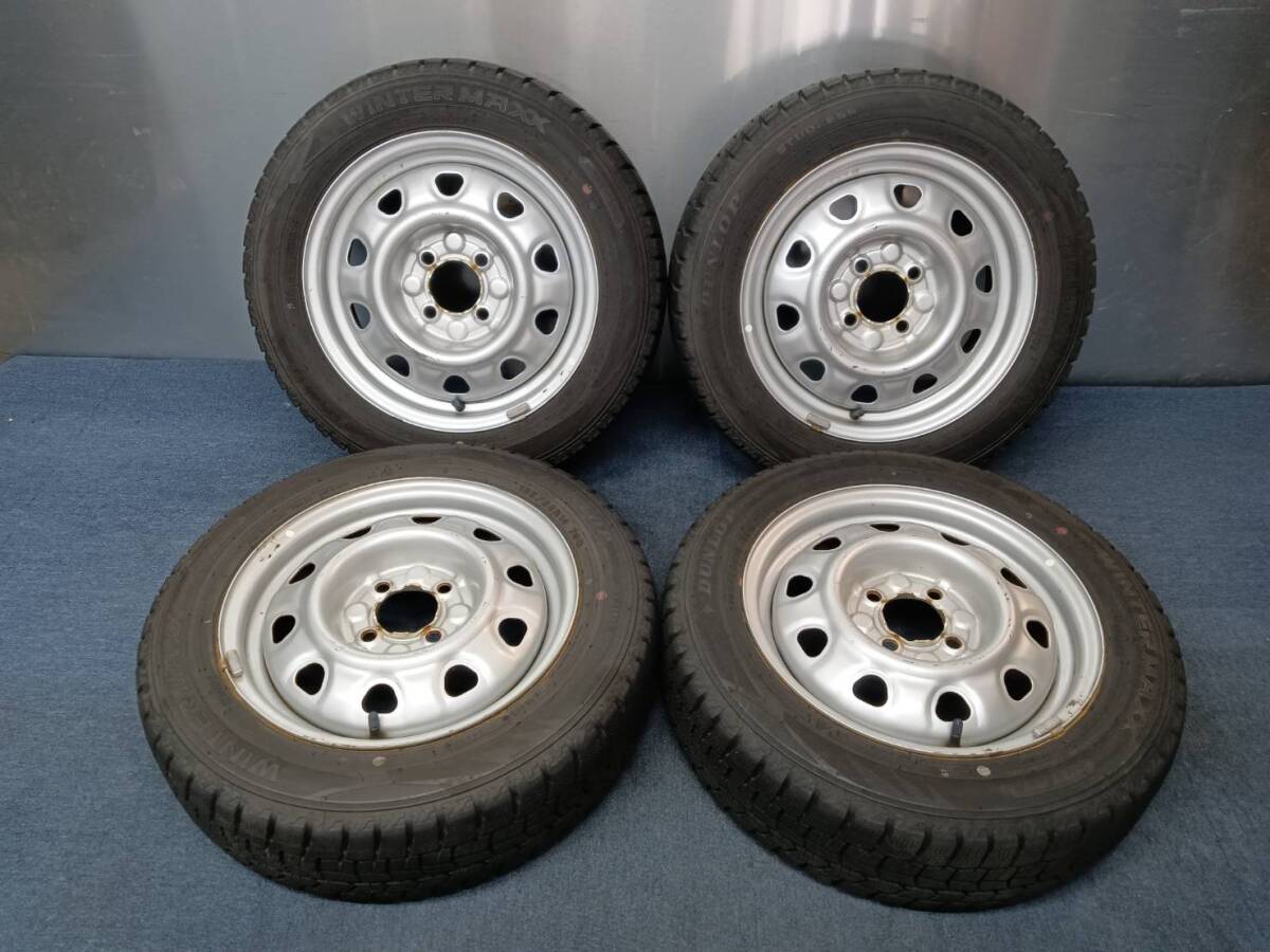 ★8分山★22年製★ ダンロップWINTER MAXX WM02 165/65R14 スチールホイール 14×5J 4H-100 4本セット スタッドレス C56拍卖