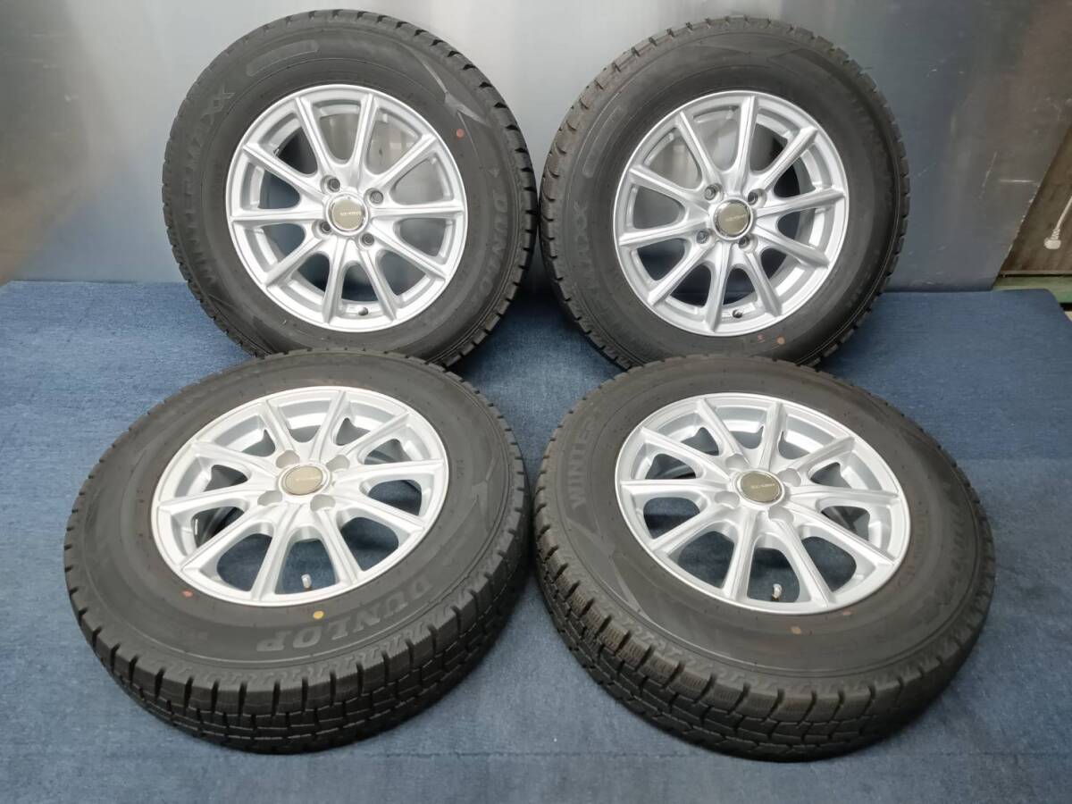 ★8-9分山★21年製★ ダンロップWINTER MAXX WM02 185/70R14 社外ホイール 14×5.5J +39 4H-100 4本セット スタッドレス C108拍卖