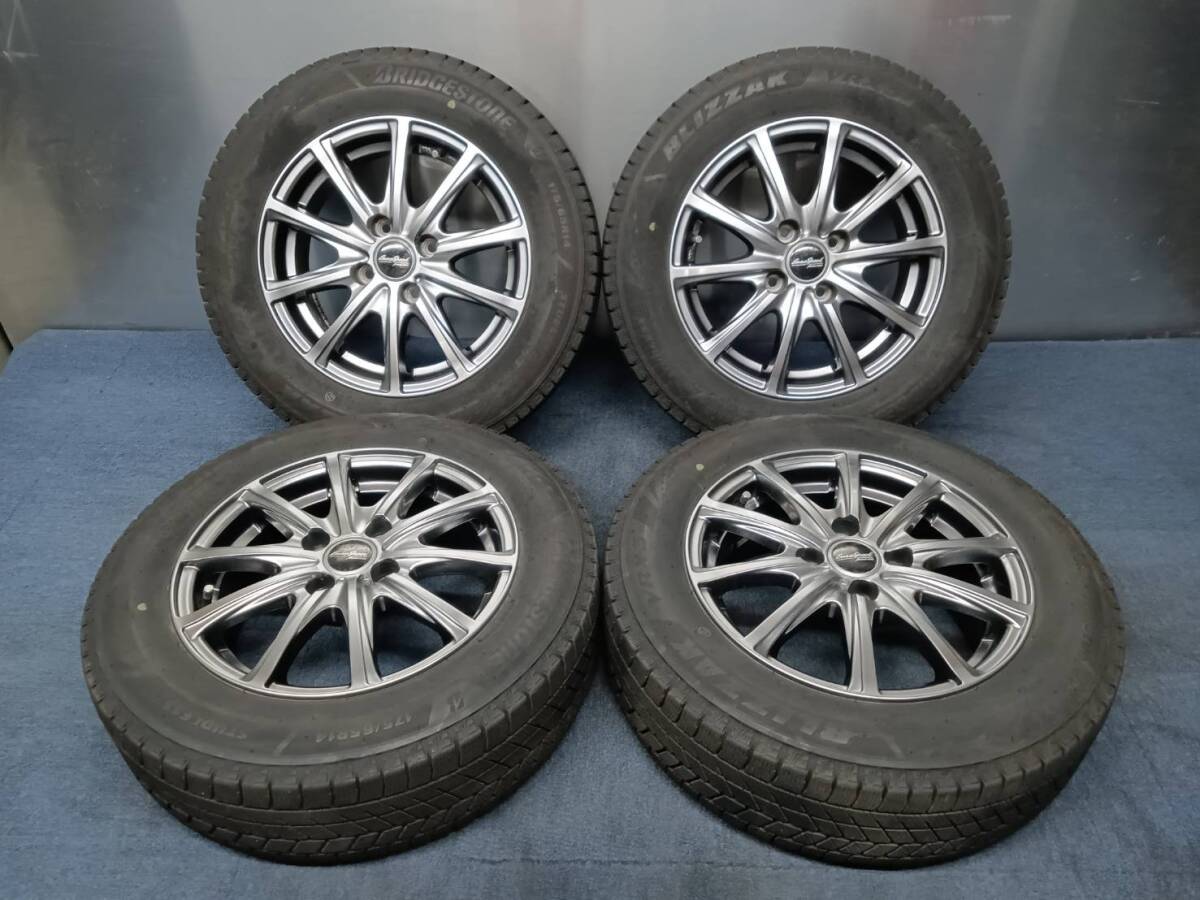 ★7.5-8分山★21年製★ ブリヂストンBLIZZAK VRX3 175/65R14 社外ホイール 14×5.5J +38 4H-100 4本セット スタッドレス C165拍卖