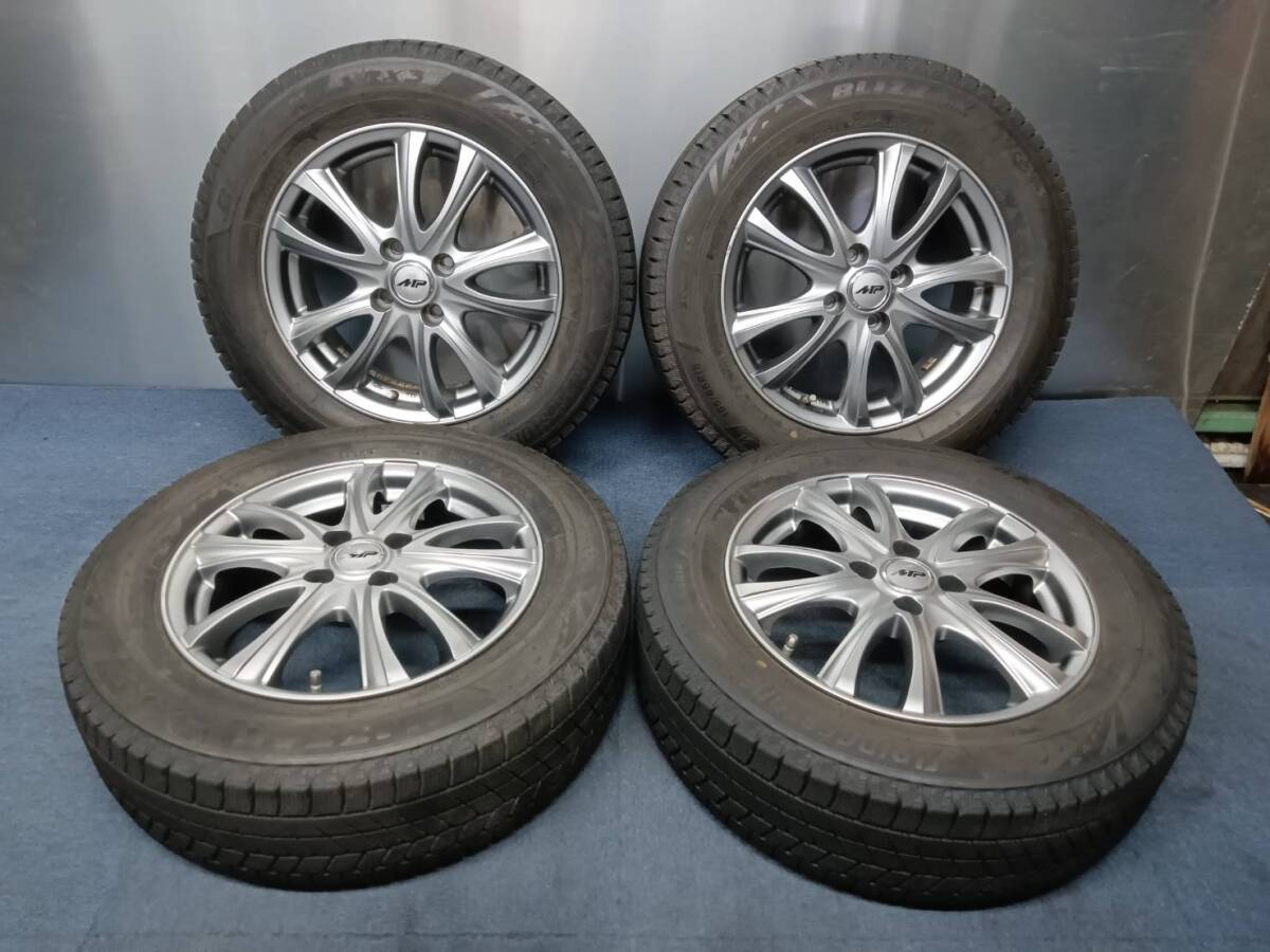 ★6-9分山★21.23年製★ ブリヂストンVRX3 185/65R15 社外ホイール 15×5.5J +42 4H-100 4本セット スタッドレス ノート・デミオ等 C329拍卖