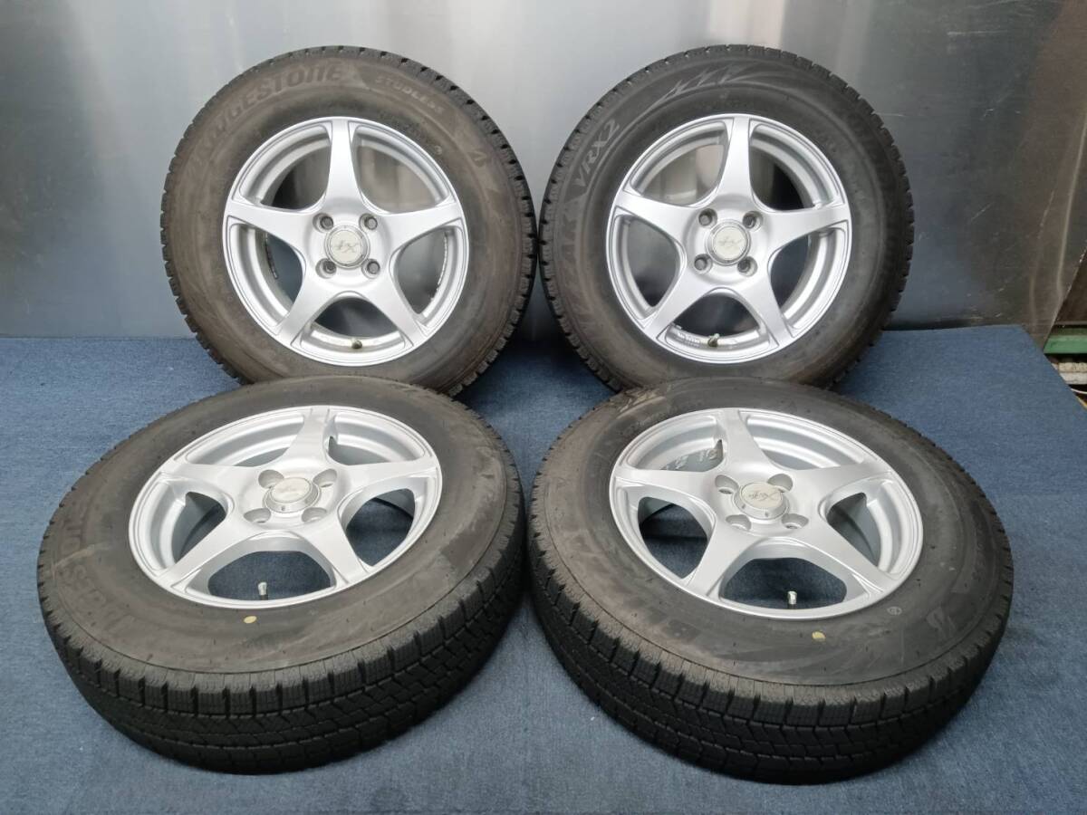 ★8.5-9分山★20年製★ ブリヂストンBLIZZAK VRX2 175/70R14 社外ホイール 14×5.5J +40 4H-100 4本セット スタッドレス C383拍卖