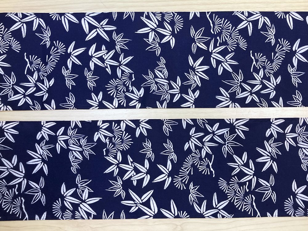 【六尺褌】YLH290-08 浴衣地 紺 松笹文様 W16.0㎝ x L29+0cm 保管染み有拍卖