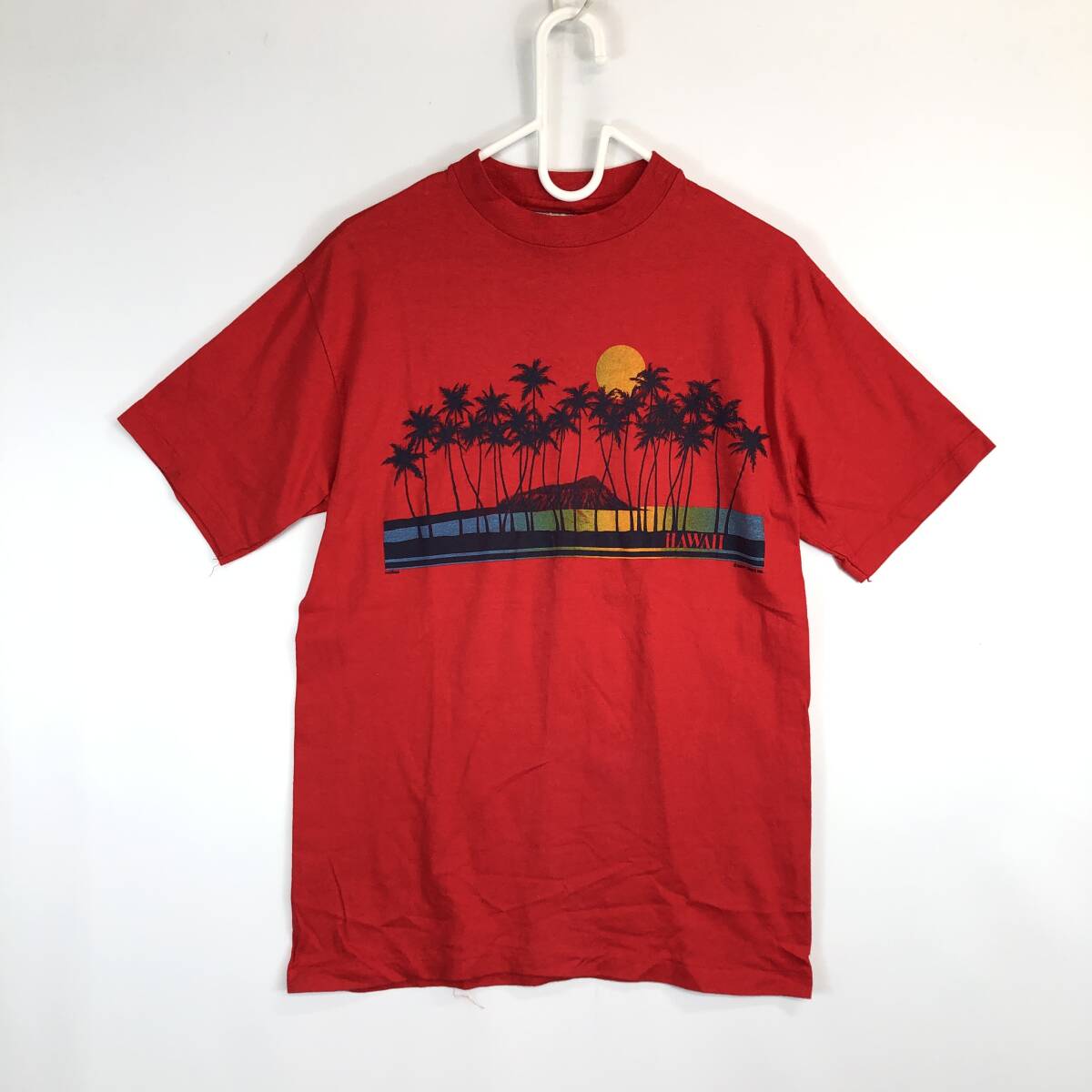 90s USA製 HANES ヘインズ 半袖Tシャツ レッド HAWAII ハワイ Mサイズ コットン拍卖