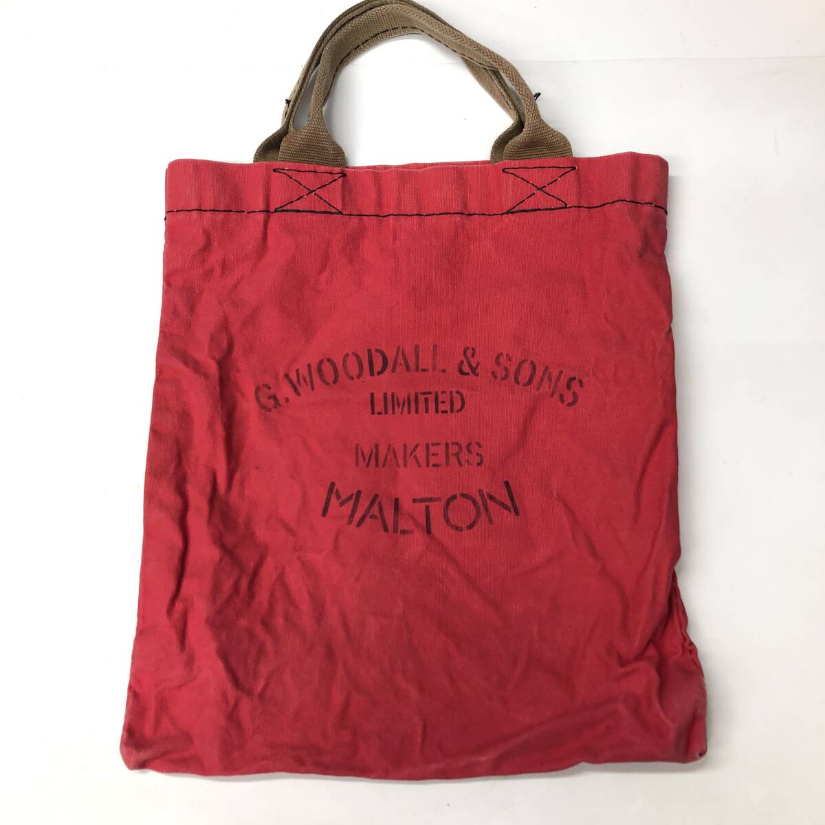 イングランド製 G.WOODALL&SONS(ジョージウッドオール&サンズ) キャンバストートバッグ レッド ステンシル拍卖
