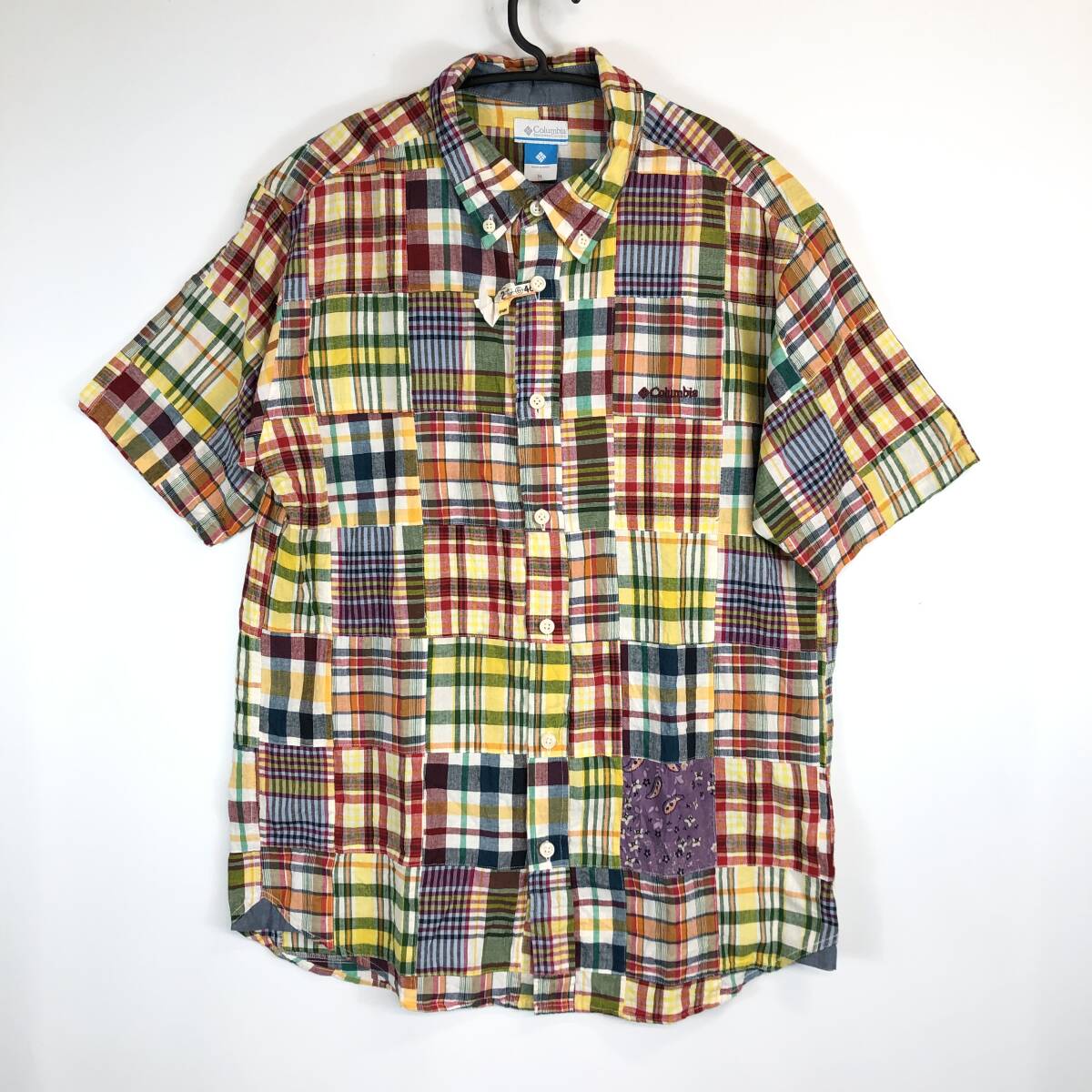 Columbia コロンビア パッチワーク 半袖ボタンダウンシャツ XLサイズ メンズ PM7468拍卖