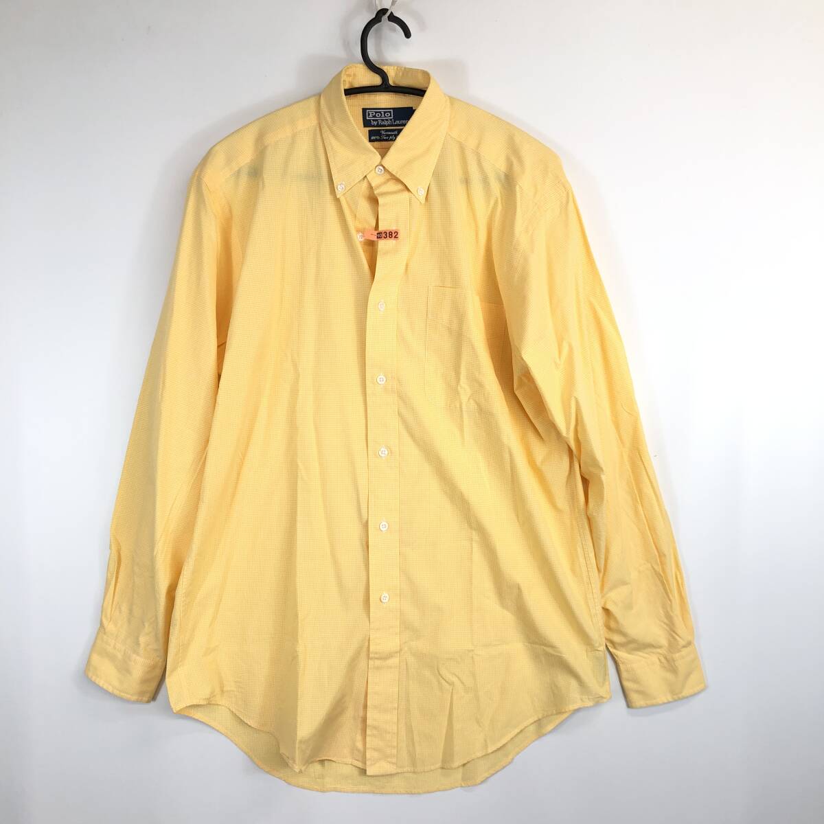 Ralph Lauren ラルフローレン 長袖ボタンダウンシャツ yarmouth 15サイズ マイクロギンガムチェック イエロー系拍卖