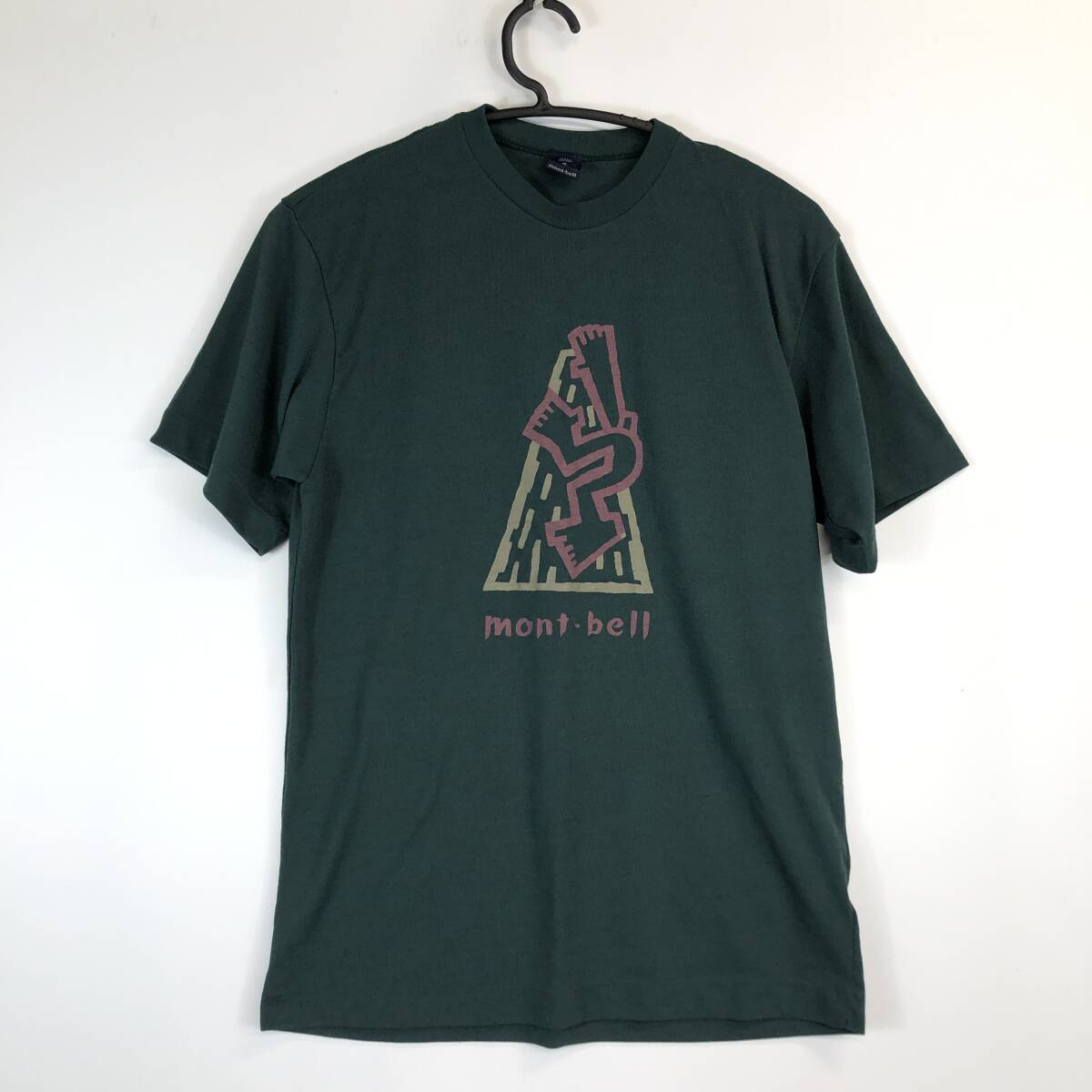 日本製 Mont-bell モンベル 半袖Tシャツ メンズSサイズ シングルステッチ グリーン ウィックロン拍卖