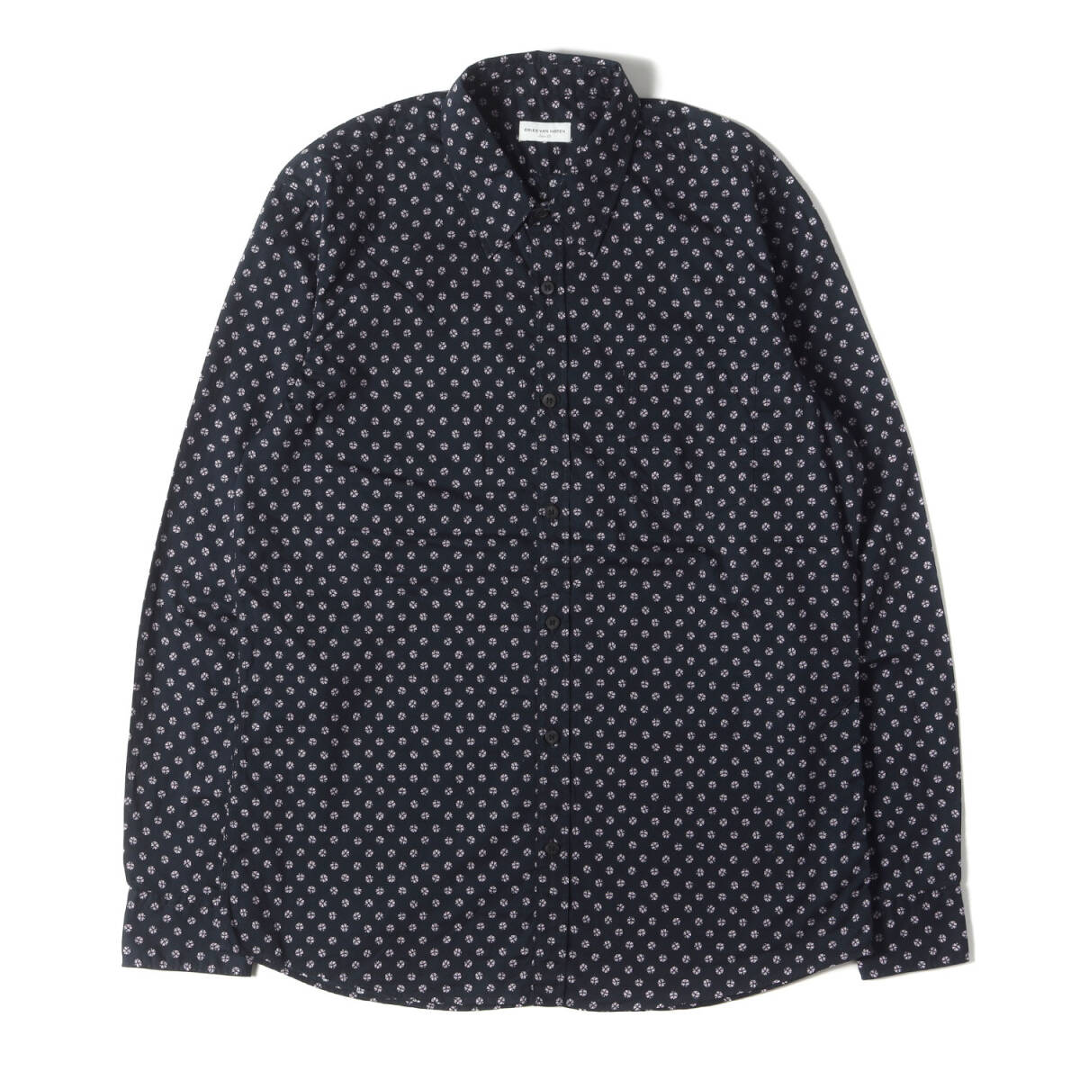 【美品】DRIES VAN NOTEN ドリスヴァンノッテン シャツ ブラック 黒 サイズ:52 | 小紋柄 コットンブロード シャツ | トップス拍卖