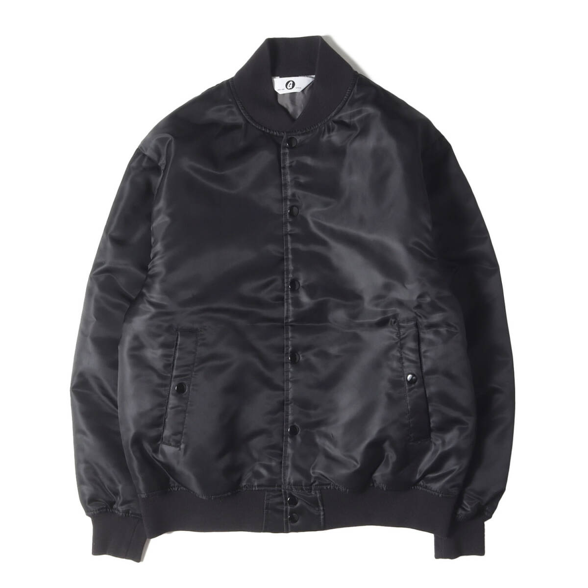 GOOD ENOUGH グッドイナフ ジャケット ブラック 黒 サイズ:M | 袖パンチングフェイクレザー MA-1フライトジャケット | アウター ブルゾン拍卖
