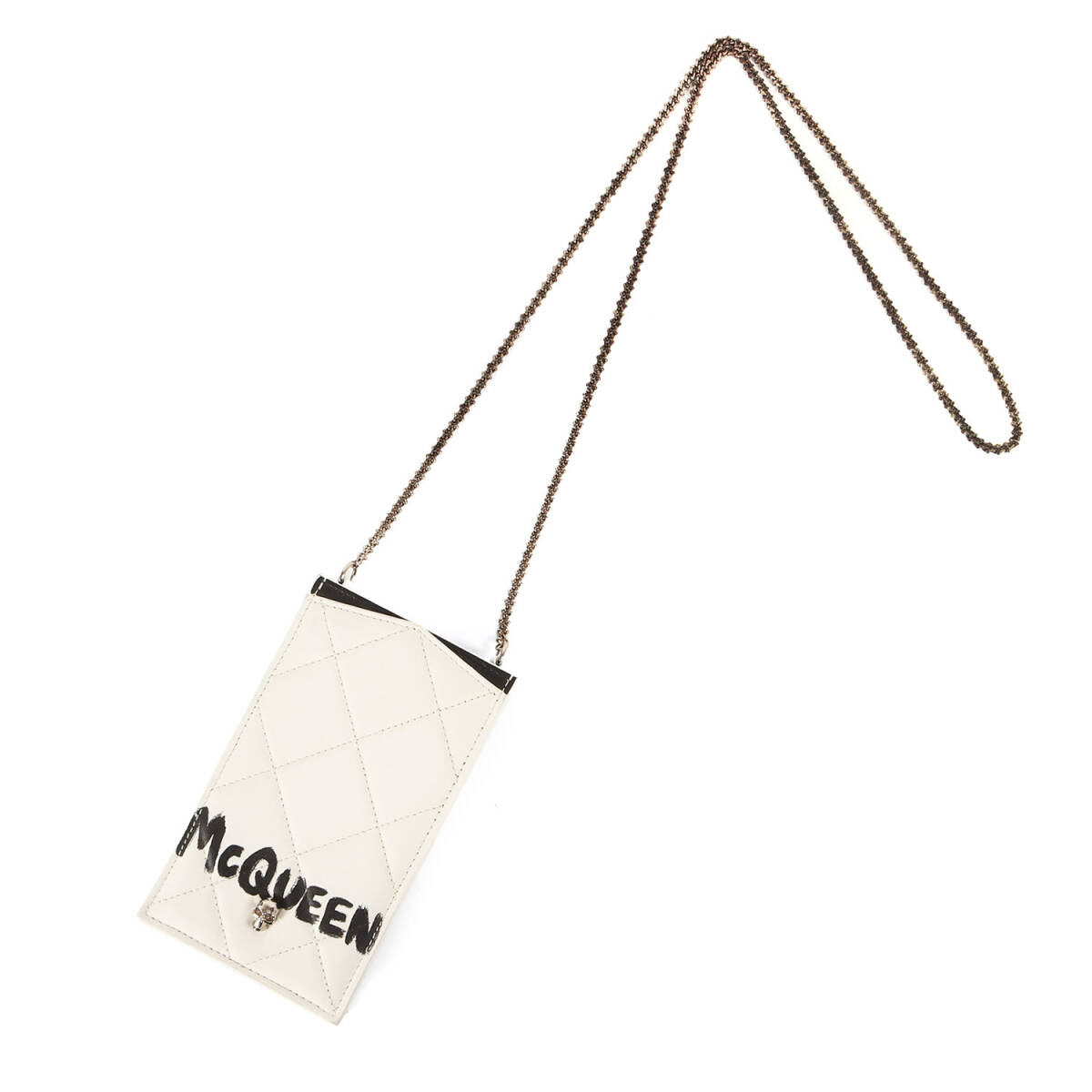 ALEXANDER MCQUEEN アレキサンダーマックイーン バッグ ホワイト 白 | スカル ロゴ レザー チェーン ショルダーバッグ (632035 486430)拍卖