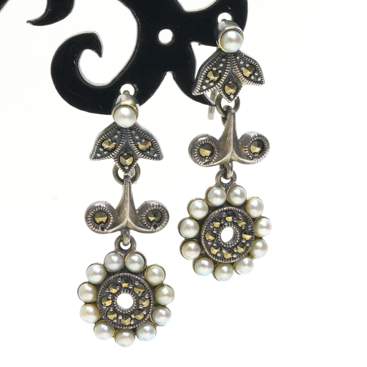 ロクザン 碌山 パール ピアス フラワー シルバー 925拍卖