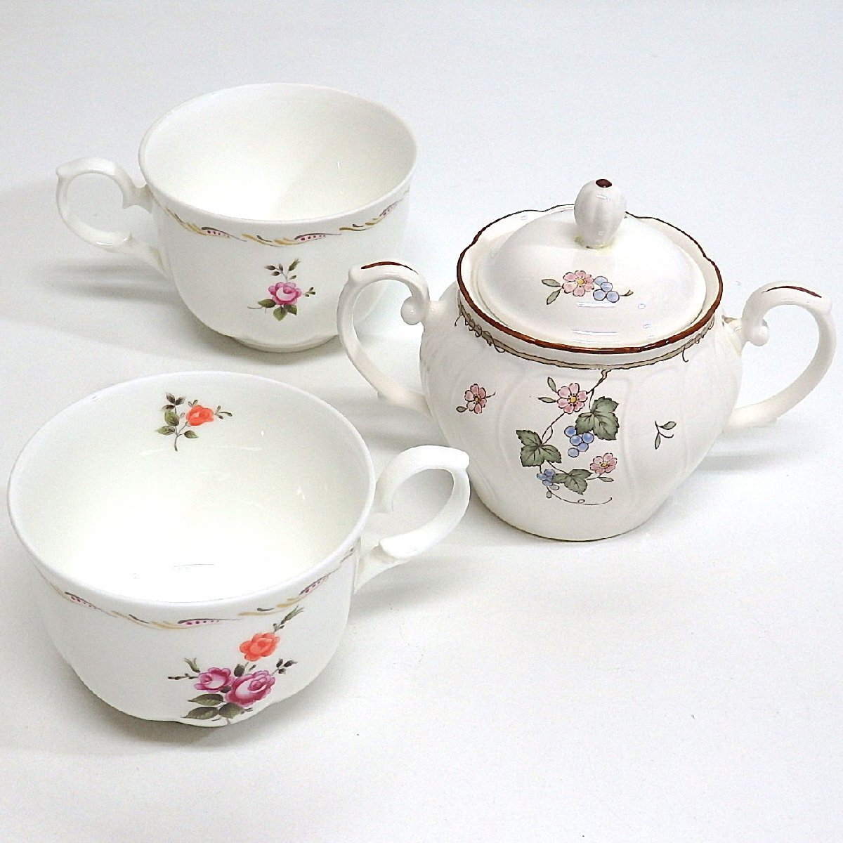 難ありNoritake ノリタケ クラフトーン シュガーポット & スタジオコレクション カップ2客 まとめ売り 花柄 金彩 ○拍卖