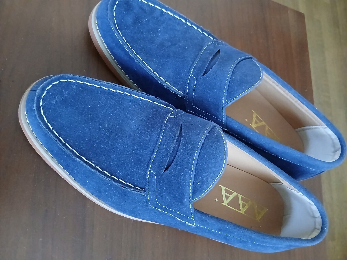 新品 スリッポン スエード 紺色 サイズ42拍卖