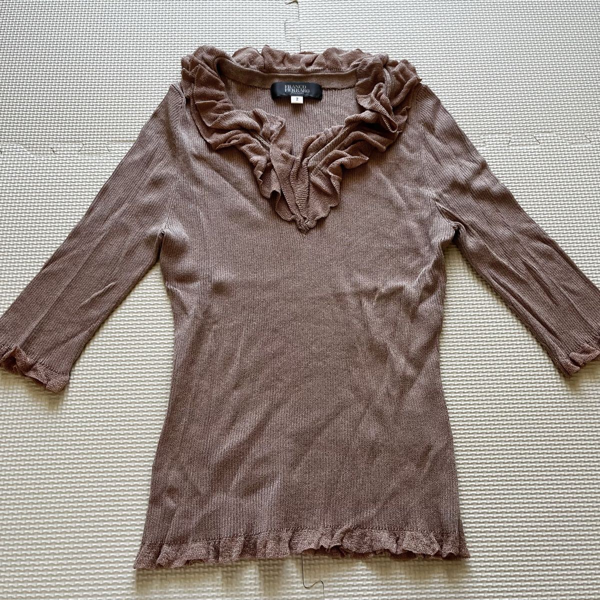 ☆⑧美品 FRANKOFERRARO フランコフェラーロ 七分袖 トップス ピンク サイズ2 ヒラヒラ拍卖