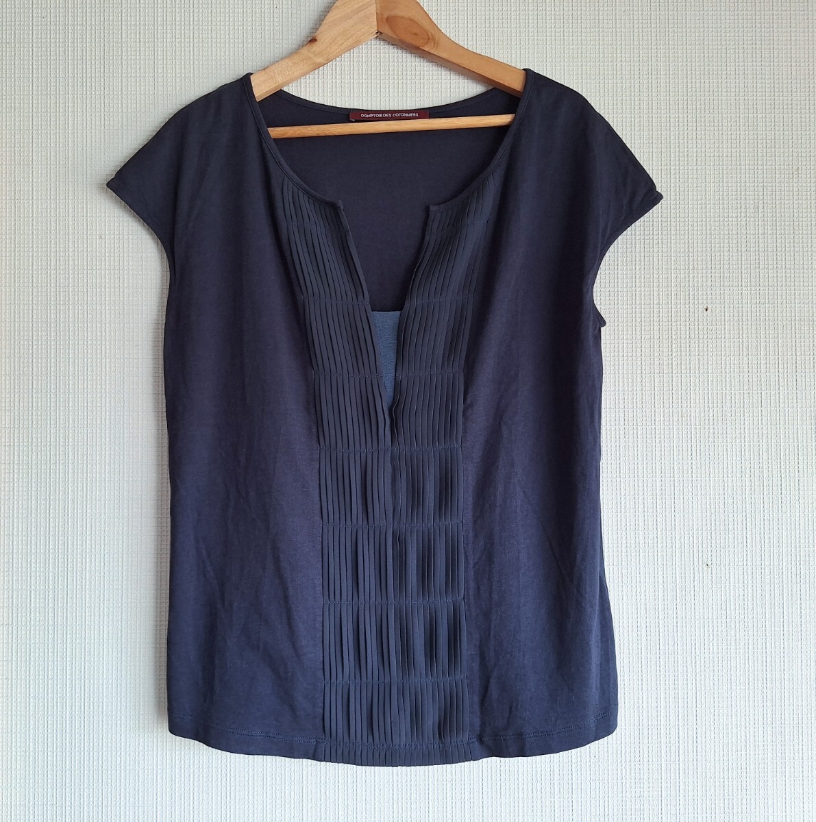 ★COMPTOIR DES COTONNIERS 上質素材 ピンタック入りトップス ネイビー★拍卖