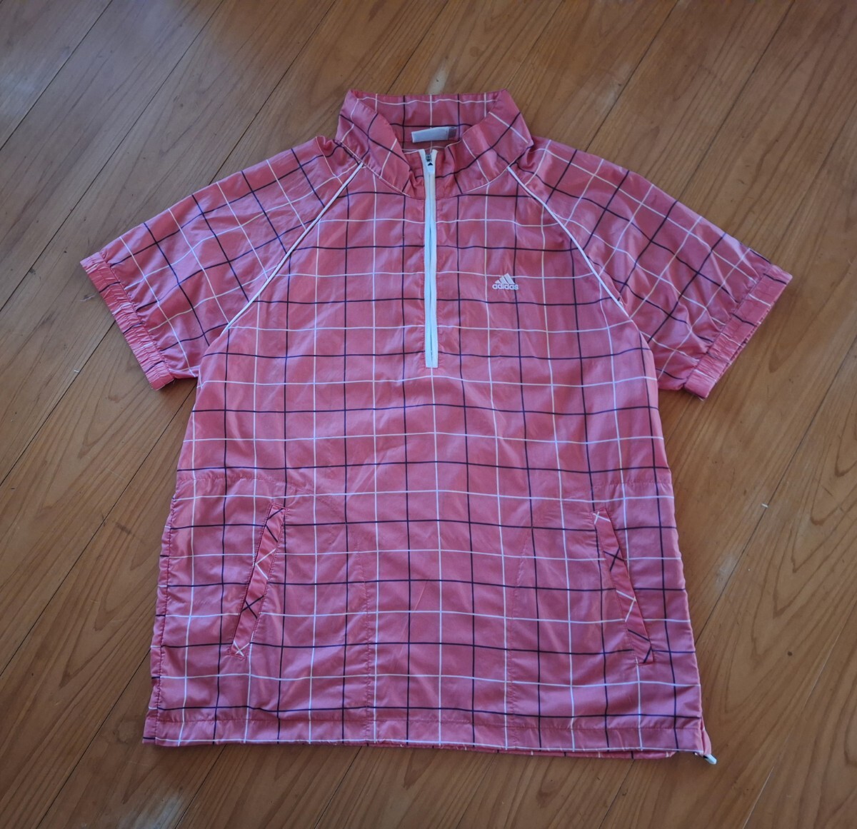 ★アディダス レディース ゴルフウエア 半袖ブルゾン ハーフジップ L/G★拍卖