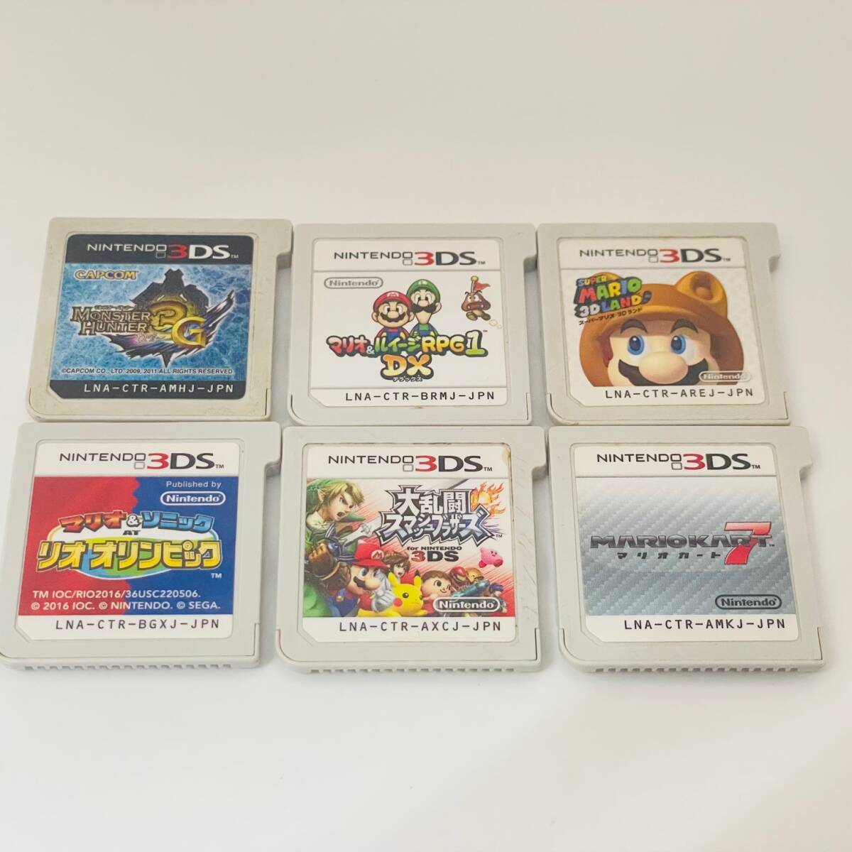 NINTENDO 3DS マリオカート7 マリオ3Dランド マリオ&ルイージRPG1DX マリオ&ソニック リオオリンピック スマブラ3DS 6点セット ソフト拍卖