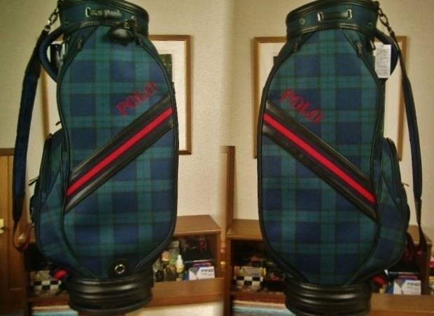 未使用 POLO ポロ ラルフ・ローレン 合繊素材 ブラック・ウォッチ タータン柄 紺緑赤 ゴルフバッグ拍卖