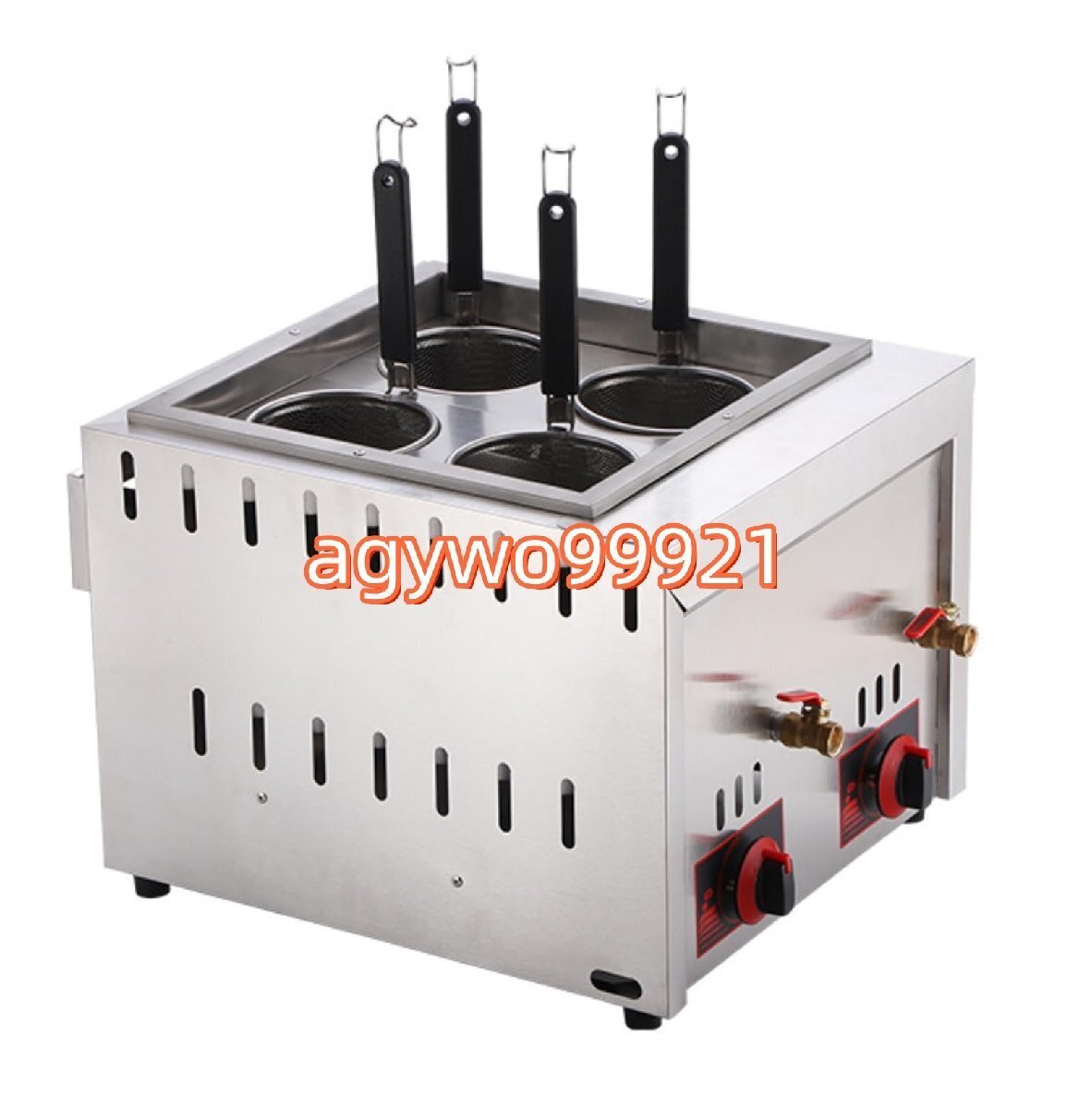 茹で麺機 ガステーブルトップ4穴麺調理器ステンレススチール製業務用テーブルトップガス麺調理器 そば ラーメン (天然ガスタイプ)拍卖