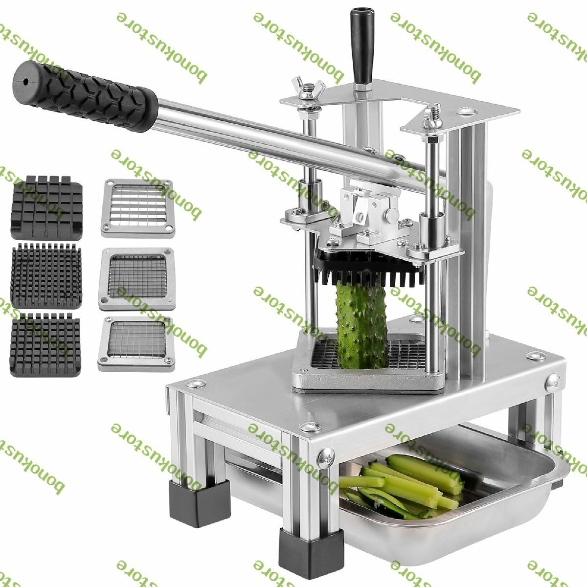 業務用ポテトチョッパー、ステンレススチール製フライドポテトカッター、3枚のブレード1/4 3/8インチ1/2インチと収納トレイ付き拍卖