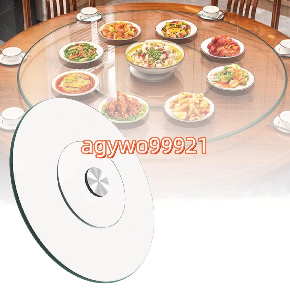 ダイニングテーブル回転トレイ 装飾回転台 強化ガラス製 ターンテーブル 重い 強化ガラス 厚さ10mm 静音補助ホイール キッチン(100cm)拍卖