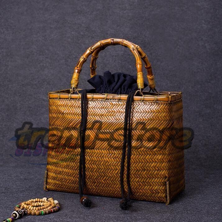 竹製品★職人手作り 竹編みバッグ 竹細工 收納 竹編包 小物入れ籠 ハンドバッグ拍卖