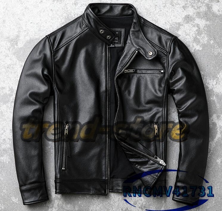 レザージャケット 機関車ライダースジャケット 本革 牛革 カウハイド ハーレー レザーコート バイクレザー 革ジャン拍卖